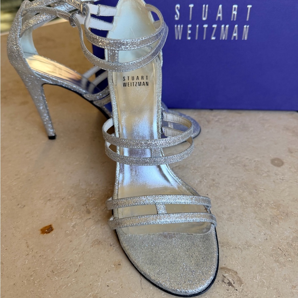 Stuart Weitzman Strappy Silver Heels